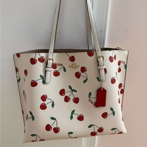 Coach Cherry Pattern Tote - Cream and Red